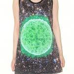 Deep Green Sun Cosmos Galaxy Universe Space Star Cluster Singlet Tank Top Sleeveless Art Photo Transfer Rock T-Shirt Size L
