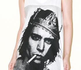 JOHNNY DEPP Crown Actor Movie White Singlet Tank Top Sleeveless Shirt Women Indie Pop Rock T-Shirt Size M