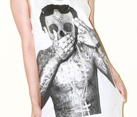 Lil Wayne Crystal Skull Mask American Rapper Hip Hop White Singlet Tank Top Sleeveless Shirt Singer Music Women Indie Pop Rock T-Shirt Size M